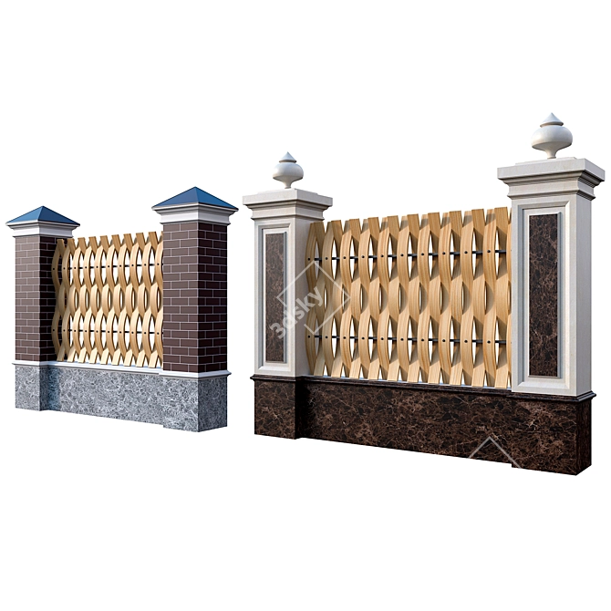 Title: Classic Style Fence Panels 3D model image 1