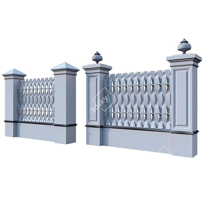 Title: Classic Style Fence Panels 3D model image 3