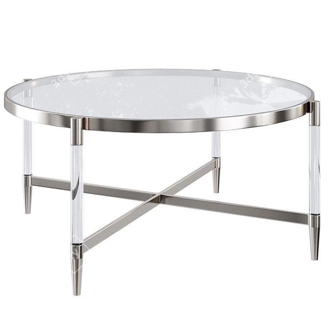 Sleek Metal & Glass Coffee Table 3D model image 1