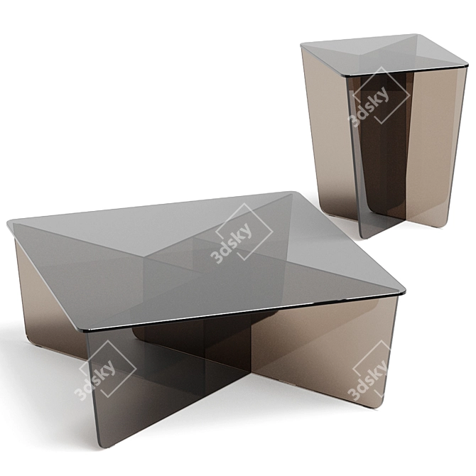 Sleek Glass Coffee Table Oki 3D model image 1