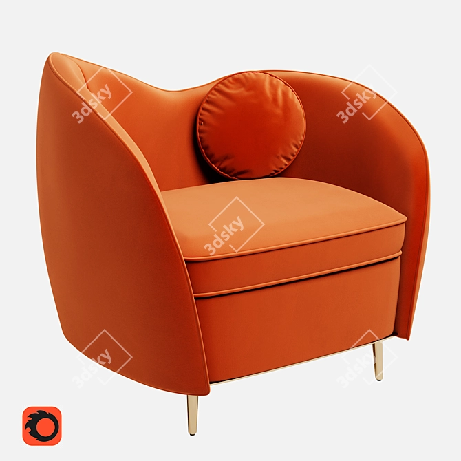 Title: Kooper Velvet Armchair 3D model image 1