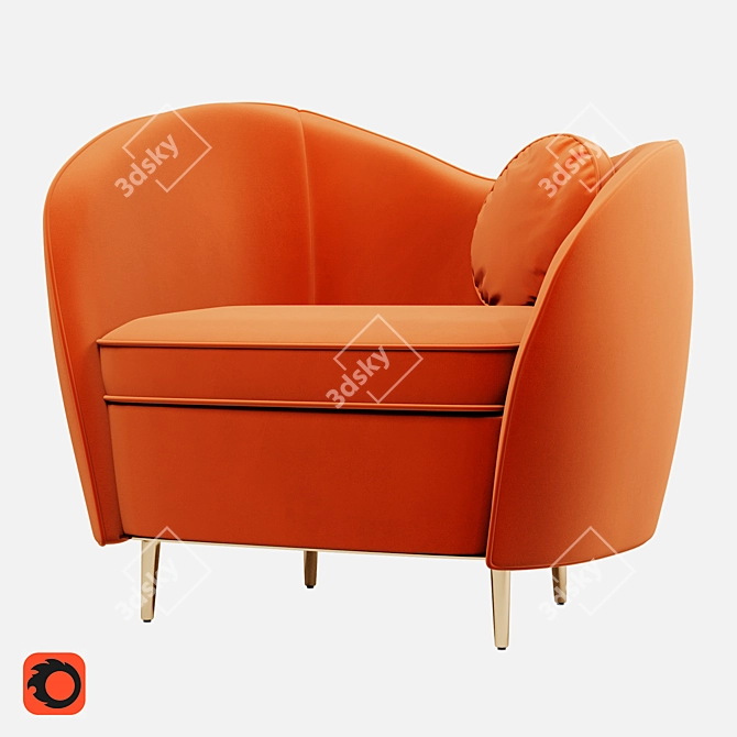 Title: Kooper Velvet Armchair 3D model image 5