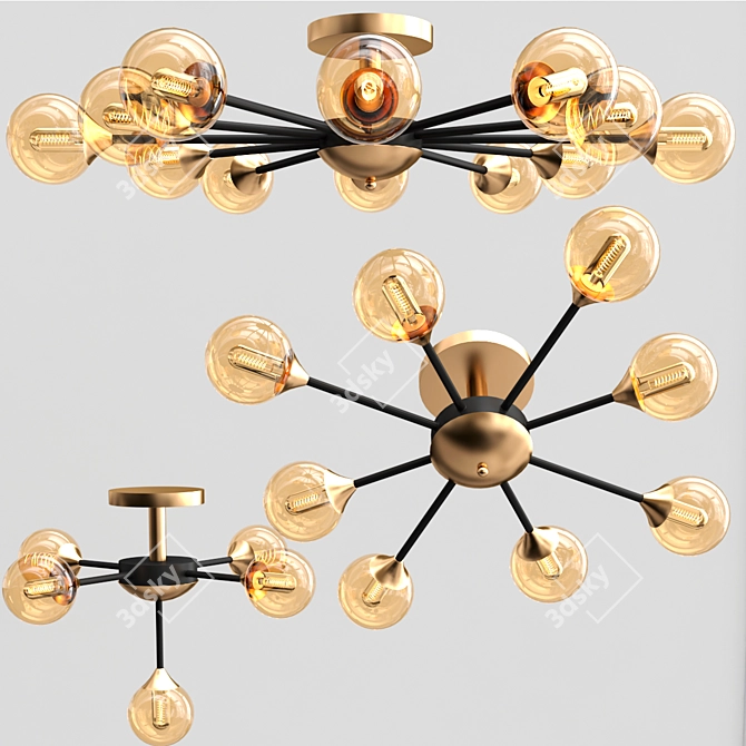 Elegant Glass Shades Chandelier 3D model image 2