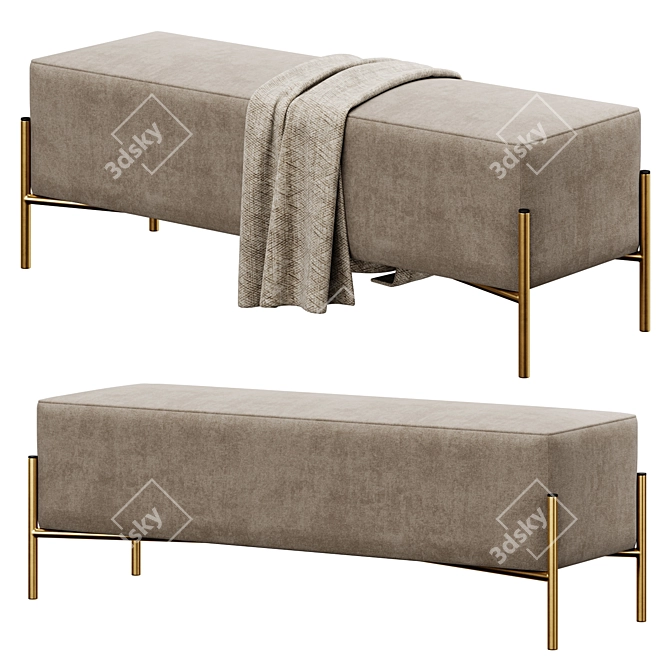 Ivor Upholstered Bench: Sophisticated and Stylish 3D model image 3