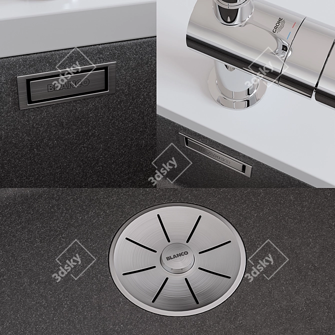 Blanco Subline Sink & Grohe Minta Faucet 3D model image 2