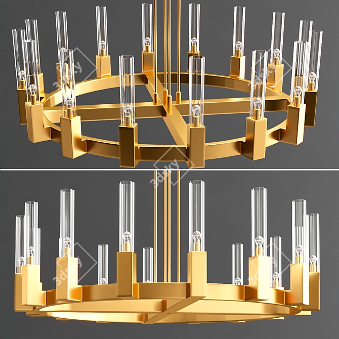Golden Villa Pendant Chandelier 3D model image 2