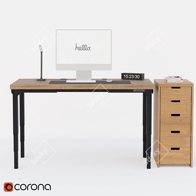 Sleek Office Desk Set 3D model image 1