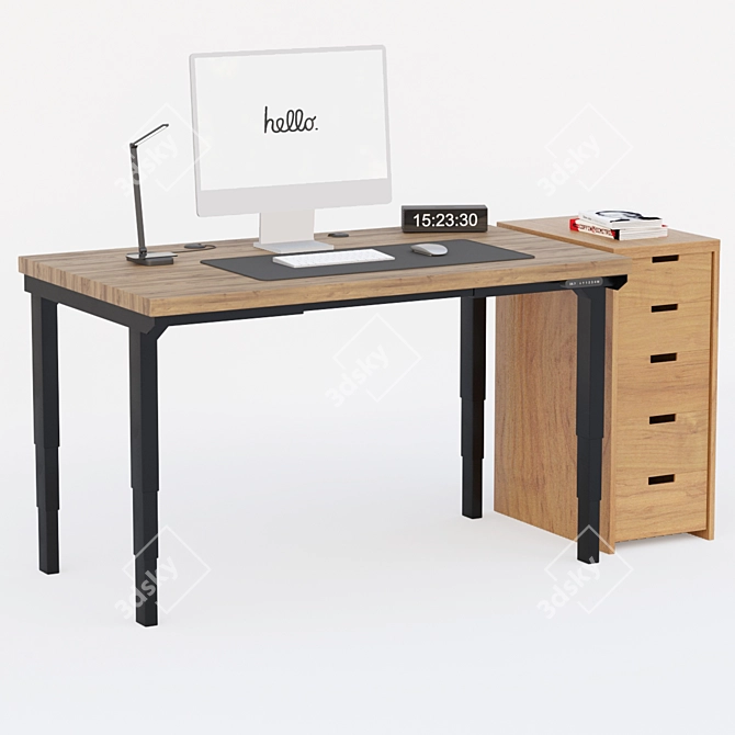 Sleek Office Desk Set 3D model image 2