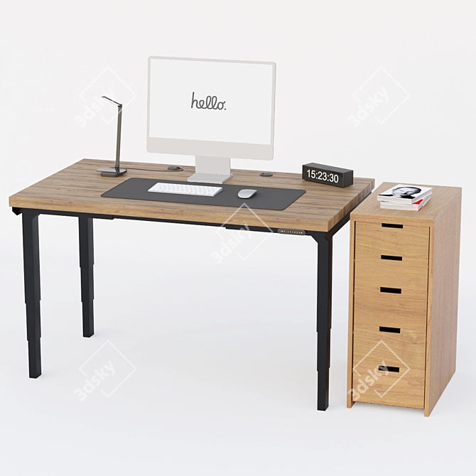 Sleek Office Desk Set 3D model image 3