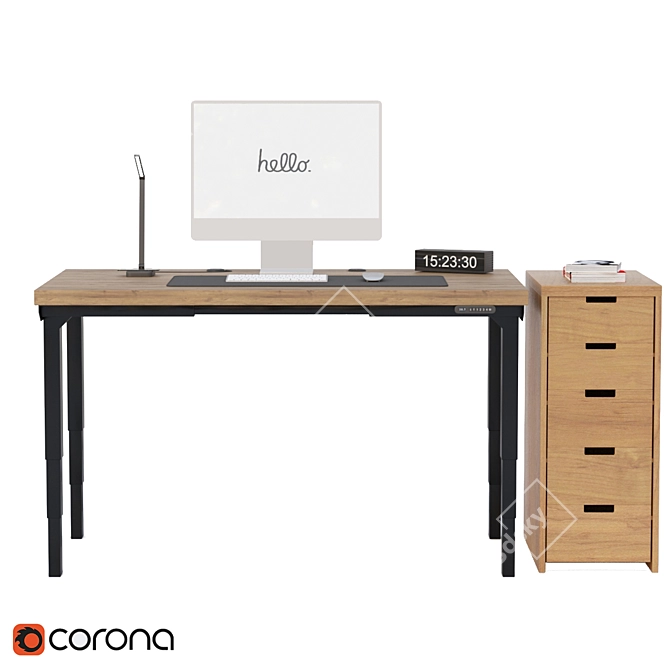 Sleek Office Desk Set 3D model image 6