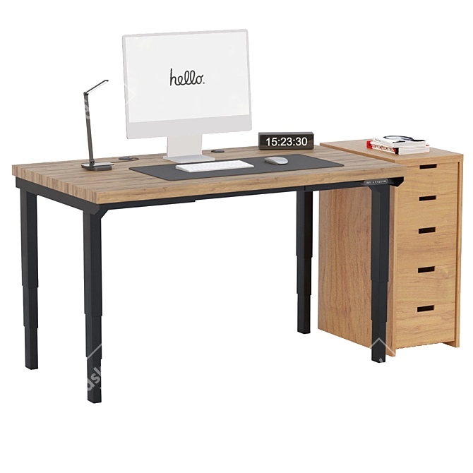 Sleek Office Desk Set 3D model image 7
