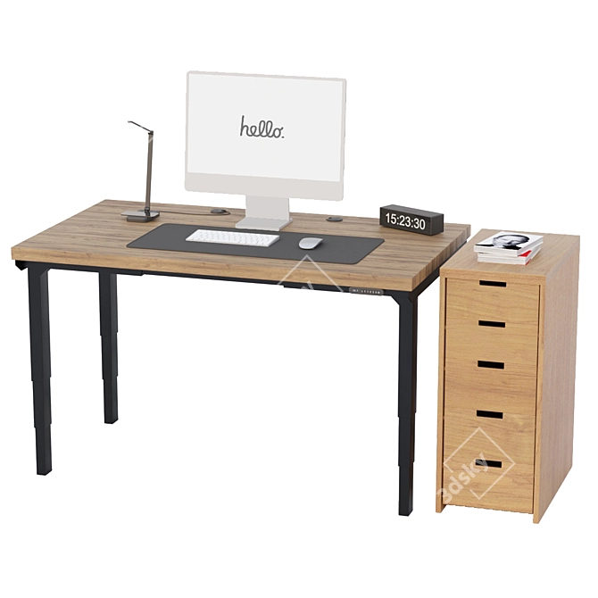 Sleek Office Desk Set 3D model image 8