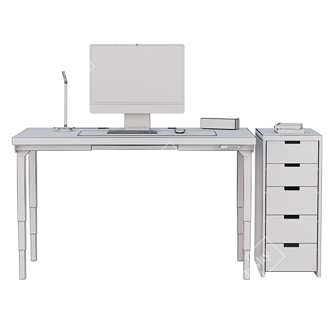 Sleek Office Desk Set 3D model image 9