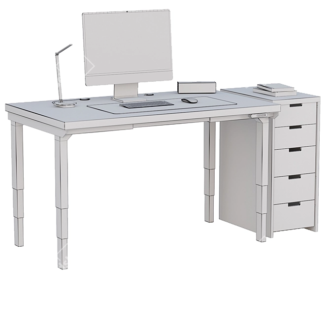 Sleek Office Desk Set 3D model image 10