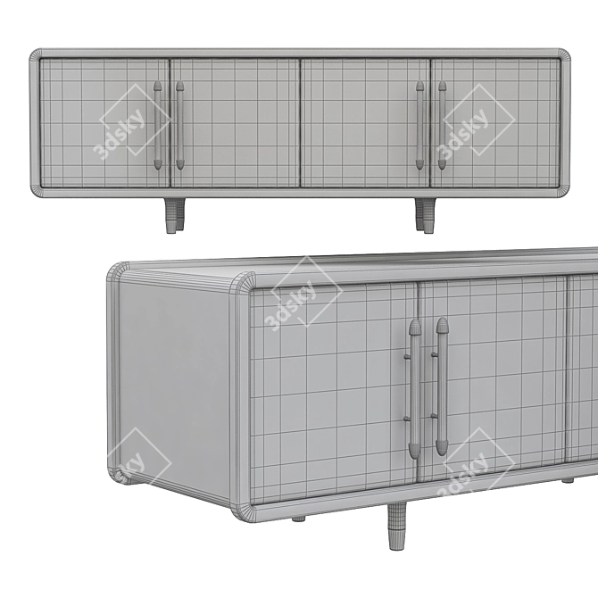 Modern Oak Sideboard 3D model image 2