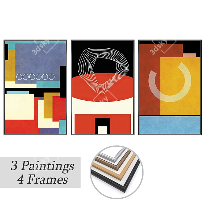 Elegant Wall Art Set: No.3722 3D model image 1