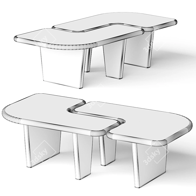 Delaney Bunching Coffee Table: Modern Elegance for Any Space 3D model image 2