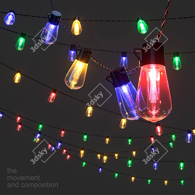 Editable LED Garland 3D model image 1