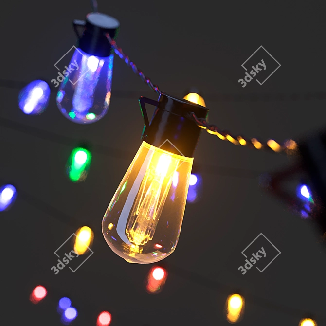 Editable LED Garland 3D model image 2