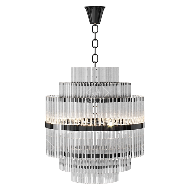 Elegant Glass Chandelier (Chrome) 3D model image 1