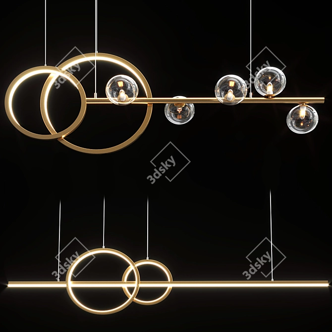 Metallic Circle Pendant Lamp 3D model image 1