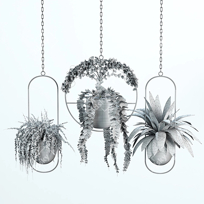 Botanical Bliss: Hanging Indoor Plant Set 3D model image 5