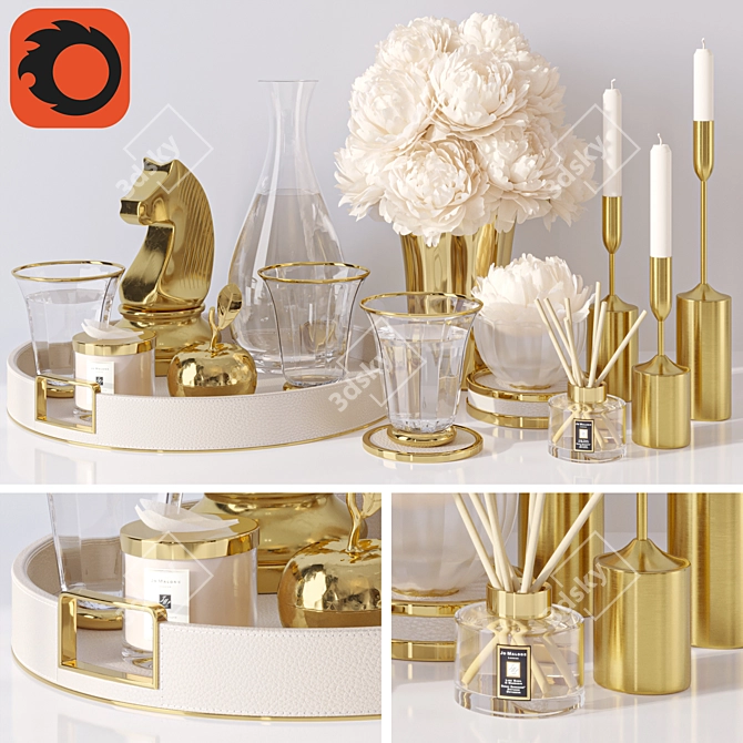 Golden Elegance: Decor Set 35 3D model image 1