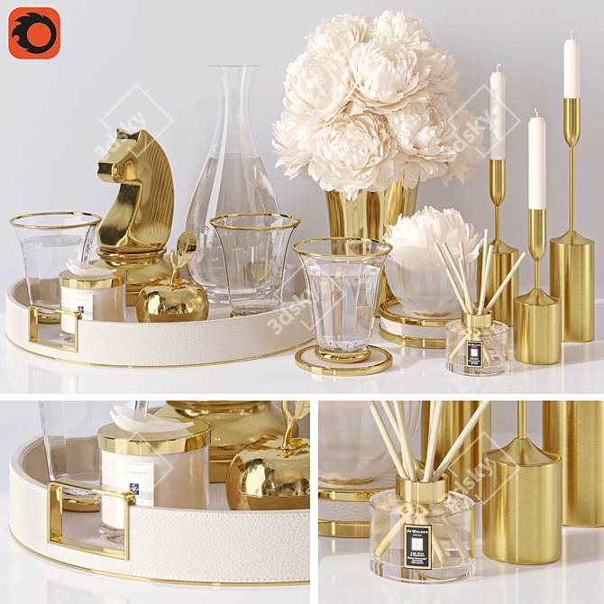 Golden Elegance: Decor Set 35 3D model image 6