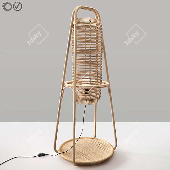 Nacelle Rattan Standing Lamp 3D model image 1