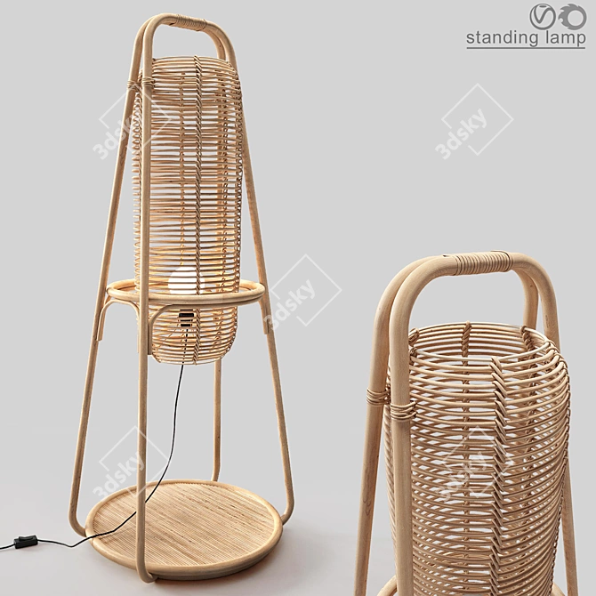 Nacelle Rattan Standing Lamp 3D model image 7