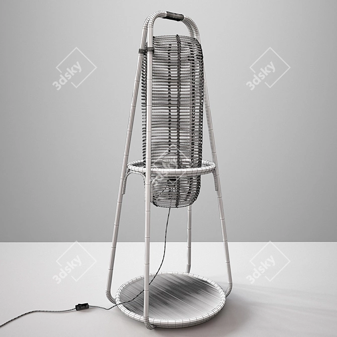 Nacelle Rattan Standing Lamp 3D model image 9