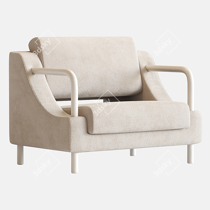 Cozy Boucle Armchair in Warm-White 3D model image 1
