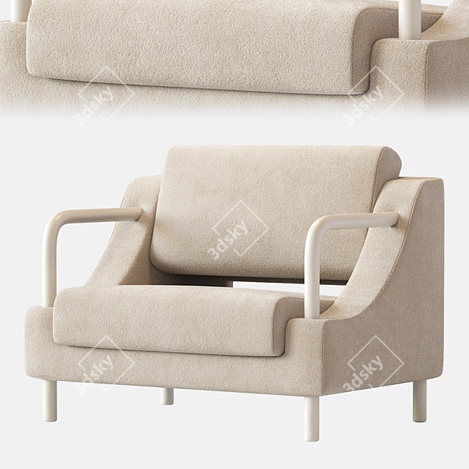 Cozy Boucle Armchair in Warm-White 3D model image 2