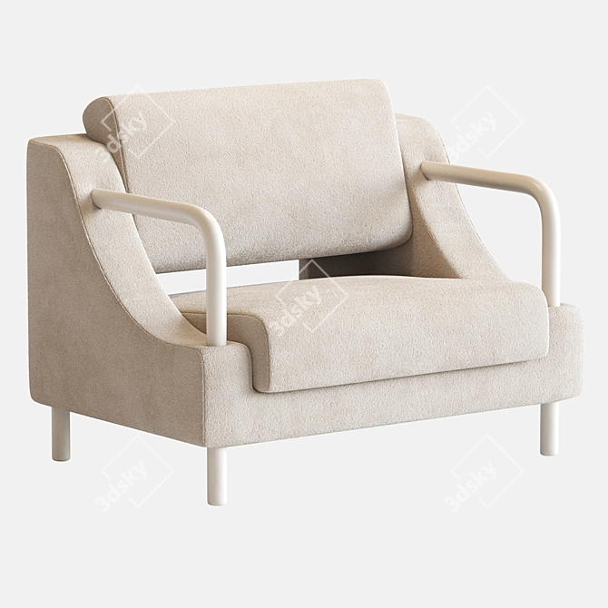 Cozy Boucle Armchair in Warm-White 3D model image 5