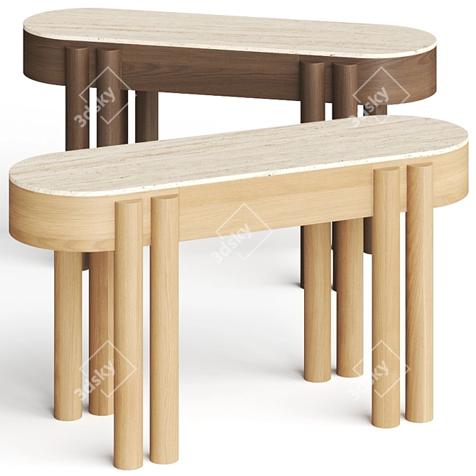 Oasis Oval Wood Console: Elegant & Functional 3D model image 1