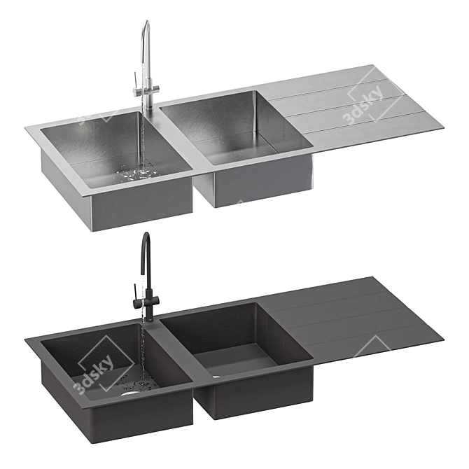 Sleek Vigo Minimal Sink 3D model image 1