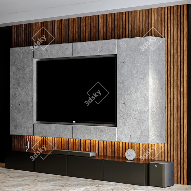 Sleek TV Wall Unit 3D model image 3