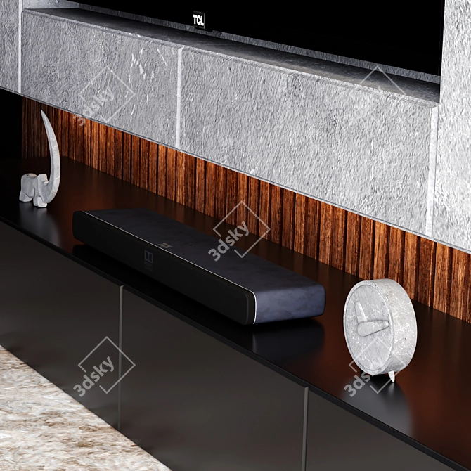 Sleek TV Wall Unit 3D model image 4