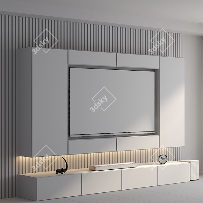 Sleek TV Wall Unit 3D model image 7