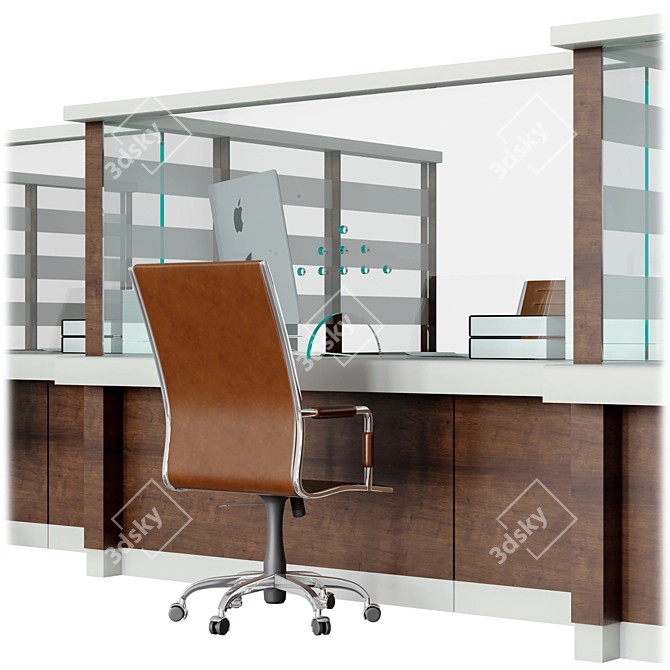 Modern Bank Counter 05 3D model image 3