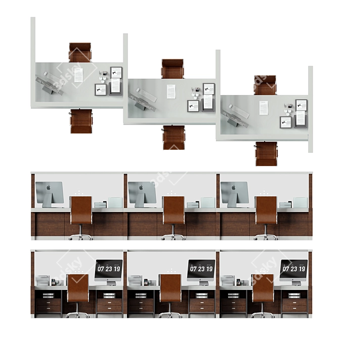 Modern Bank Counter 05 3D model image 4