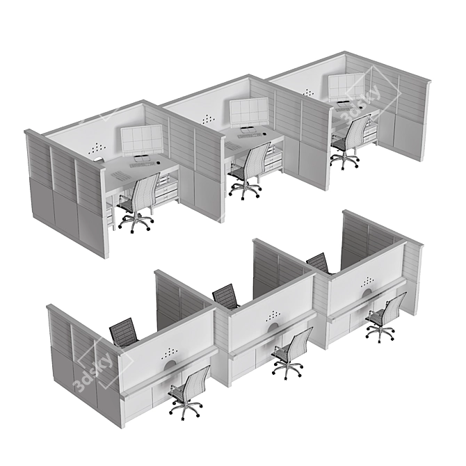 Modern Bank Counter 05 3D model image 6