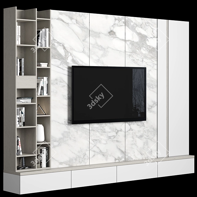 Versatile TV Wall with Customizable Modules 3D model image 3