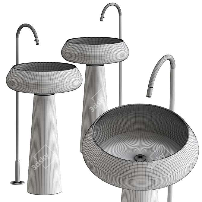 Elegant Agape BJHON 2 Washbasin 3D model image 2