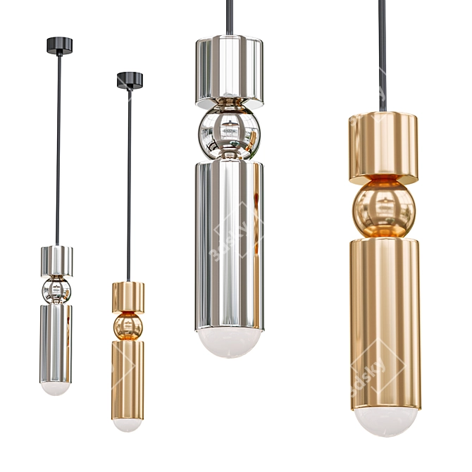 Nordic Pipe Pendant: Modern LED Lighting 3D model image 1