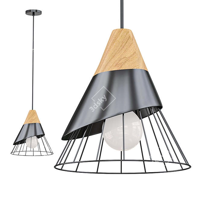 Nordic Woden Pendant Light 3D model image 1