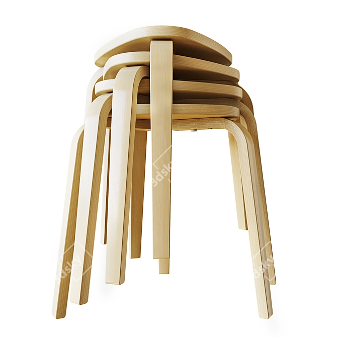 Minimalist Birch Stool: Ikea KYRRE 3D model image 2