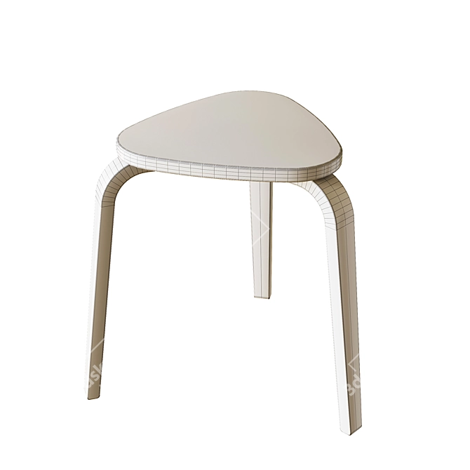 Minimalist Birch Stool: Ikea KYRRE 3D model image 4