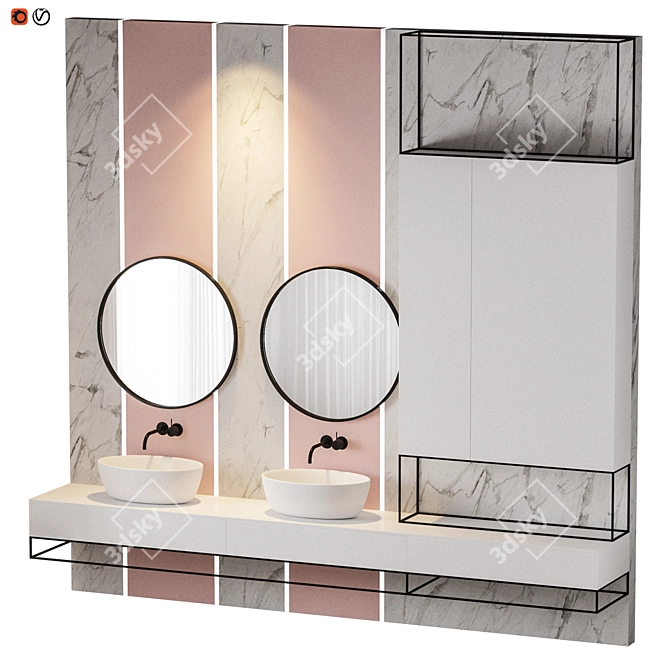 Pink Circle Bathroom: Luxury 3Dmax Design 3D model image 1