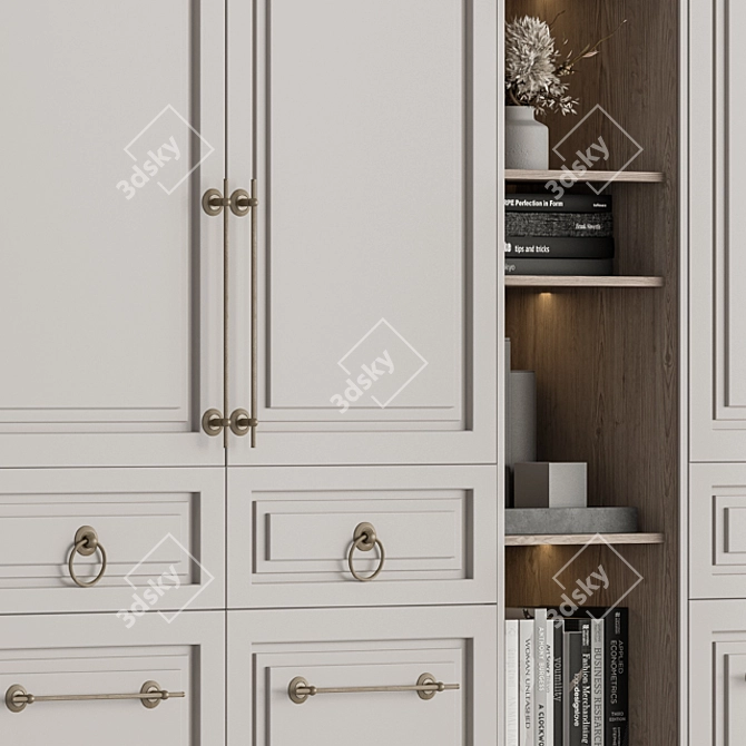 Elegant White Wood Hall Set 3D model image 5